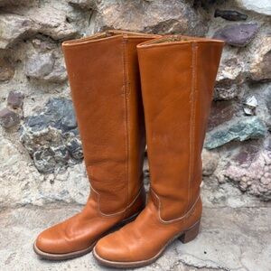 Vintage Frye Campus Tall Leather Heeled Boots - Size 8.5B